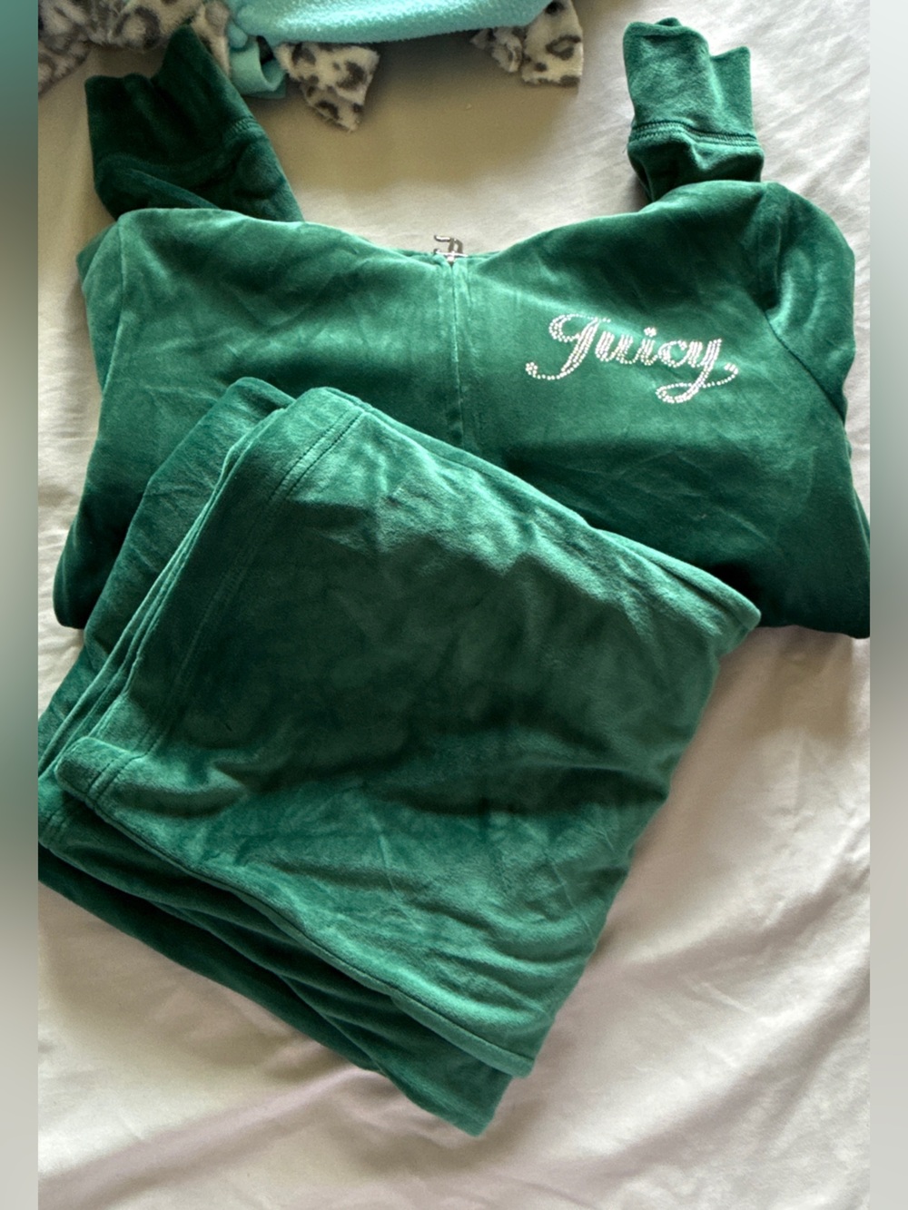 Juicy Couture Green Velour Top with Pink Label